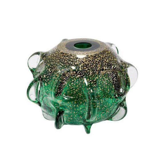 Imagem de Vaso Decorativo Menor Murano Verde Sinais Dourado