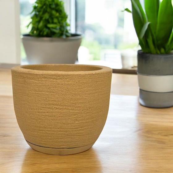 Imagem de Vaso decorativo para plantas grandes cone modelo grafiato interior e exterior 50 litros  com prato coletor