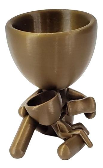 Imagem de Vaso Decorativo Para Suculentas Dia das Mães Com Bebê e Mamadeira Ouro Velho 13 cm