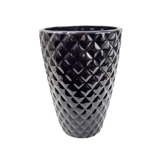 Imagem de Vaso Decorativo Preto Pineapple De Chão 35X24Cm Cerâmica