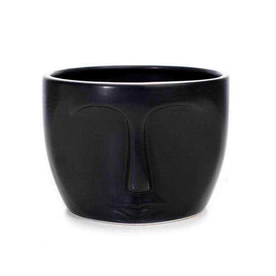 Imagem de Vaso Decorativo Rosto em Ceramica Preto 15,5x11 cm - D'Rossi