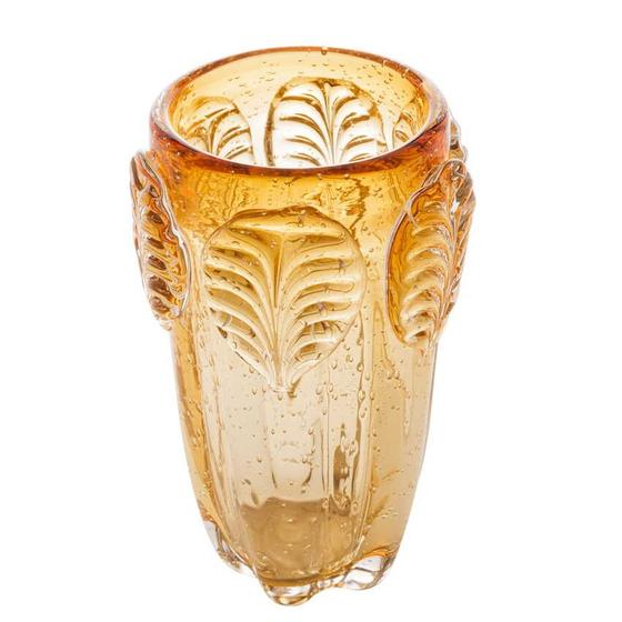 Imagem de Vaso Decorativo Vidro Leaf Âmbar 25cm 1553 Lyor