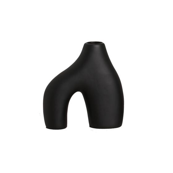 Imagem de Vaso em Cerâmica Decorativo Home Assimétrico G Preto Fosco