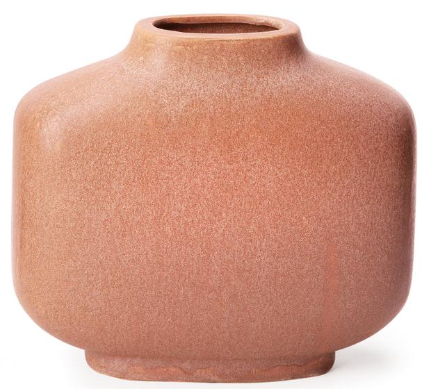 Imagem de Vaso em ceramica marrom minimalista geometrico