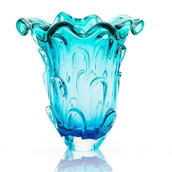 Imagem de Vaso Em Cristal Murano Água Marinha E Verde São Marcos 37Cm