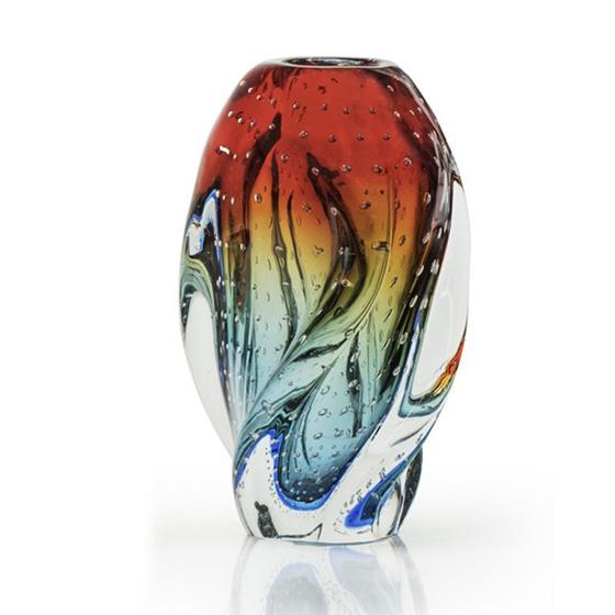 Imagem de Vaso Em Cristal Murano Azul E Vermelho São Marcos 24cm