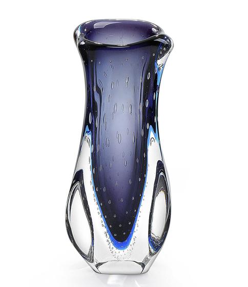Imagem de Vaso Em Cristal Murano Azul São Marcos 33x14x14cm