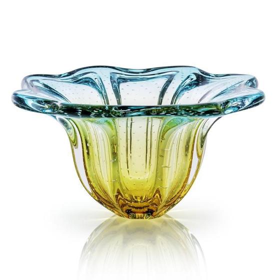 Imagem de Vaso Em Cristal Murano Esmeralda E Âmbar - São Marcos 36Cm