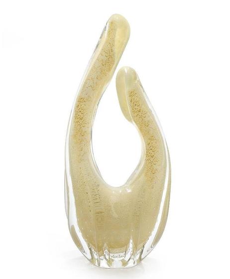 Imagem de Vaso Em Cristal Murano Pérola Com Ouro 24K São Marcos 41Cm