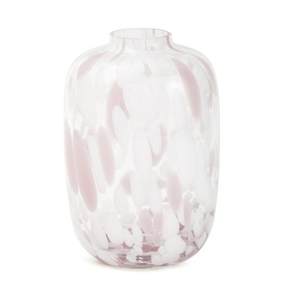 Imagem de Vaso em Vidro Decorativo 22x15cm Enfeite Branco Rosa Mart