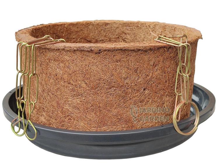 Imagem de Vaso Fibra Coco Orquidea Nº2 Com Prato E Corrente 01 Kit