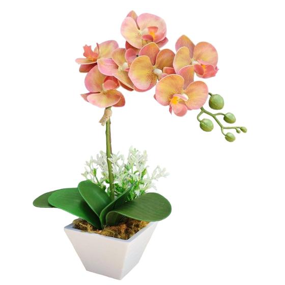 Imagem de Vaso Flores Artificiais Vaso Arranjo Orquídeas Decorativas