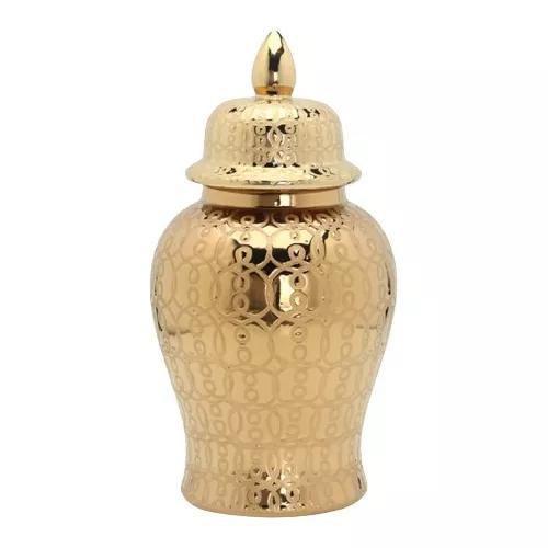 Imagem de Vaso Grande Dourado Decorativo Porcelana Chinesa 49X26