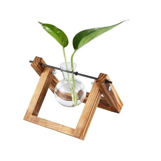 Imagem de Vaso hidroponico plantas hidroponia decoracao sala escritorio em vidro e madeira luxo - Gimp