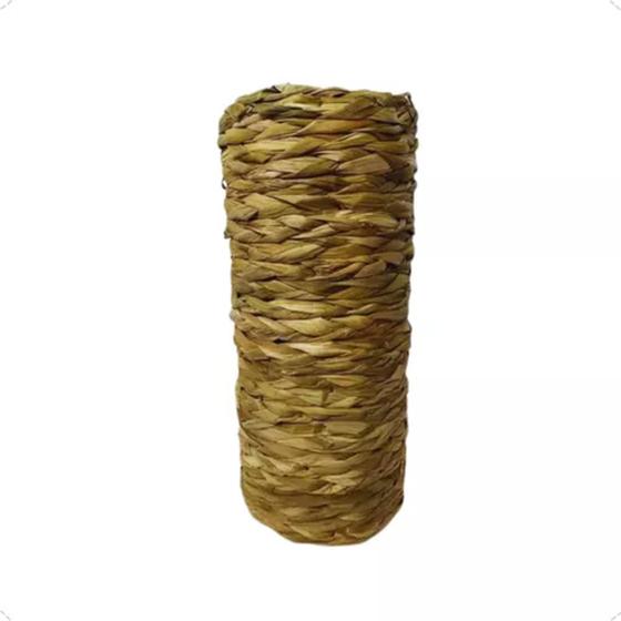 Imagem de Vaso Jarra Madeira Revestido Com Taboa Coluna Ref 516 Palha