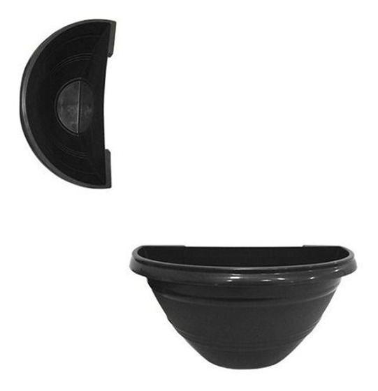 Imagem de Vaso Meia Lua De Parede Preto 1,65L 26X13,5Cm De Plastico - Erca Plast