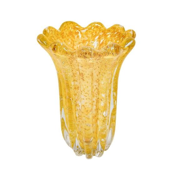 Imagem de Vaso Murano Italiano Cor Damasco Pigmentos Dourado Graciosos