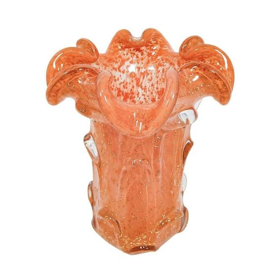 Imagem de Vaso Murano Italiano Menor Cor Coral Pigmentos Dourado