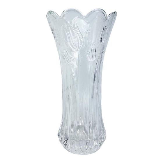 Imagem de Vaso para flores artificiais de vidro transparente decorado