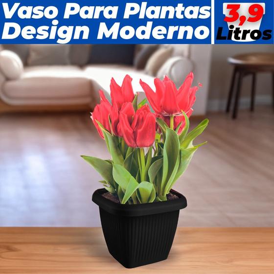 Imagem de Vaso Quadrado Para Plantas Decoração Casa Sala Jardim  3,9L