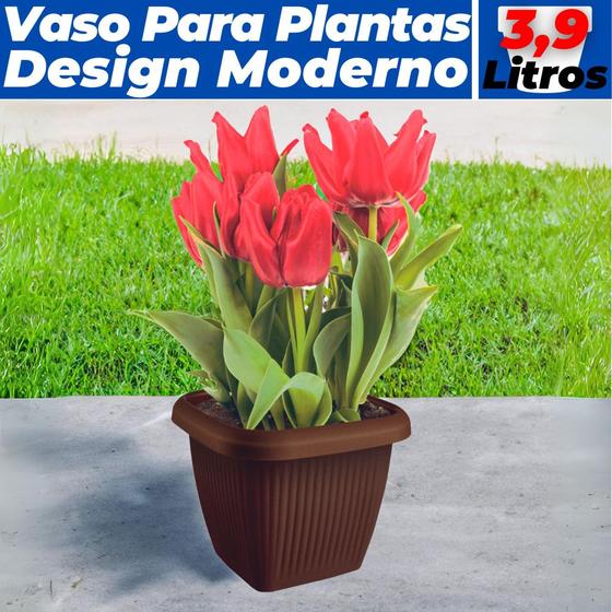 Imagem de Vaso Quadrado Para Plantas Flores Decoração Casa Jardim 9,6L