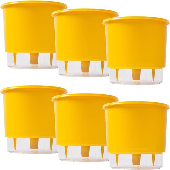 Imagem de Vaso Raiz Auto Irrigável Médio N3 Amarelo Temperos Kit 6 Pc