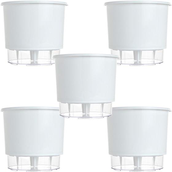 Imagem de Vaso Raiz Auto Irrigável Médio N3 Branco Temperos Kit 5 Pcs