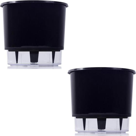 Imagem de Vaso Raiz Autoirrigavel Médio 16X14 N3 Preto Flores Kit 2 Pc