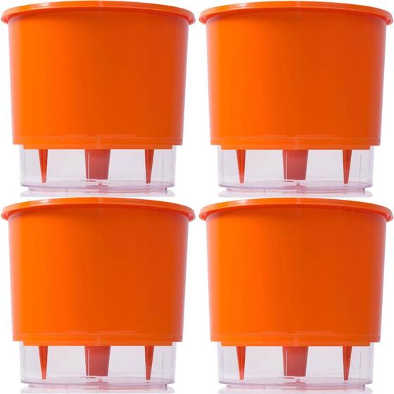 Imagem de Vaso Raiz Autoirrigavel Médio N3 Laranja Flores Kit 4 Pcs