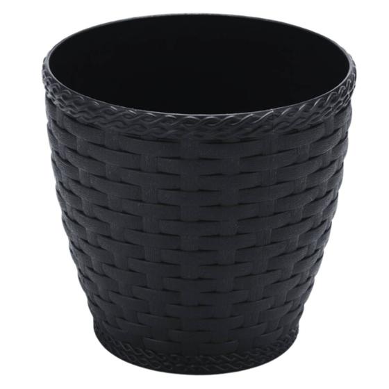 Imagem de Vaso Rattan Redondo Médio (10L) Preto INJEPLASTEC