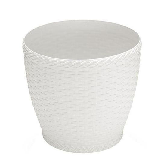 Imagem de Vaso Redondo Rattan Branco Grande 22l 33x35cm de Diametro de Plastico - Injeplastec