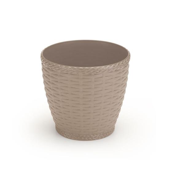 Imagem de Vaso Redondo Rattan Colorido de Plástico 14x15cm