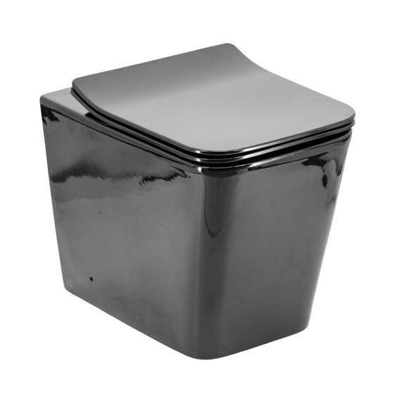 Vaso Sanitário Convencional Quadrado Lux Preto Brilho Menor preço em Vaso Sanitário Convencional Quadrado Lux Preto Brilho