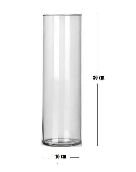 Imagem de Vaso Tubo de Vidro Cilíndrico Transparente para Decoração Arranjos Florais Tam. 10x30 cm