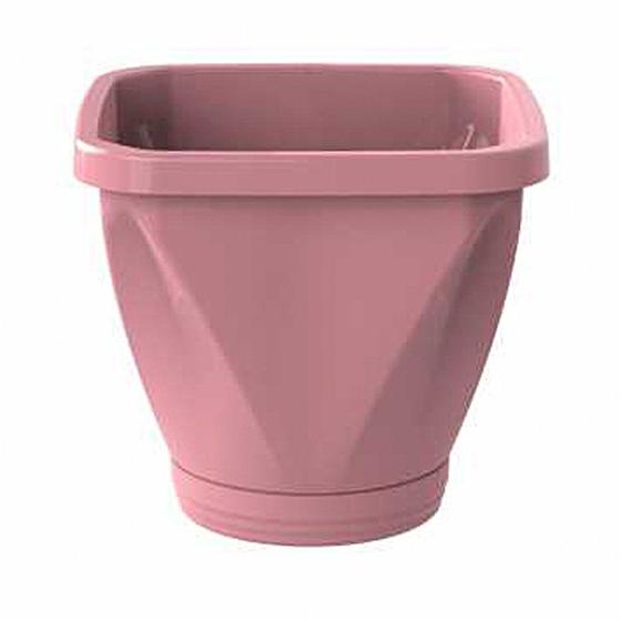 Imagem de Vaso Uninjet Quadrado com Prato Rosa - Tamanho 17