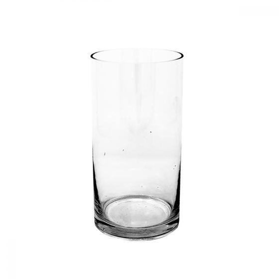 Imagem de Vaso Vidro Decorativo Cilindro Alto Liso Copo Tubo Decoração Centro Mesa Aparador  Enfeite Escritório Sala Flores 19cm