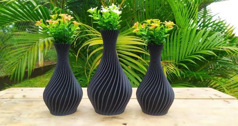 Imagem de Vasos Para Plantas Artificais - Jarro Espiral Decoração Sala