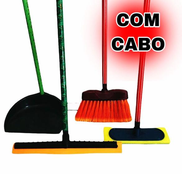 Imagem de Vassoura Rodo E Pá E Limpa Azulejo kit com cabos
