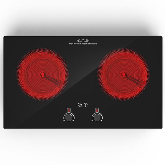 Imagem de VBGK Cooktop Elétrico 24" 2400W com 2 Queimadores e Tela Touch (Preto)