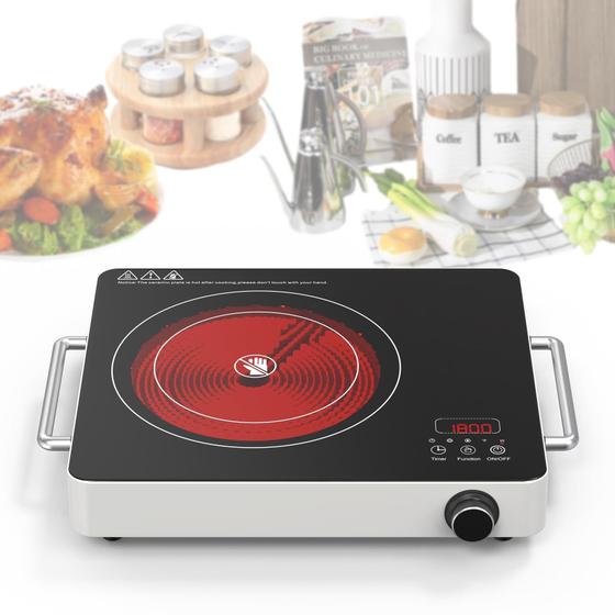 Imagem de VBGK Cooktop Elétrico Portátil 1800W com 9 Níveis de Potência e Timer (Preto)