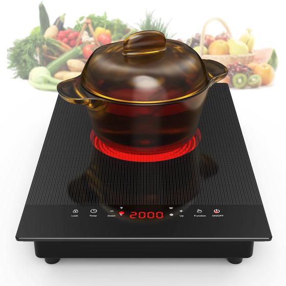 Imagem de VBGK Cooktop Elétrico Portátil 2000W com 9 Níveis de Potência e Timer