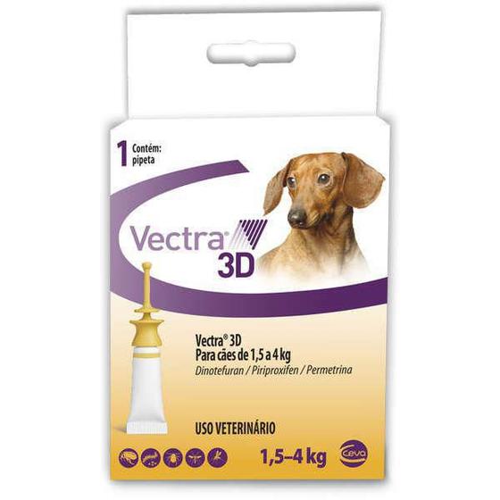 Imagem de Vectra 3D Anti Pulga E Carrapato Ceva Para Cães De 1,5 À 4Kg