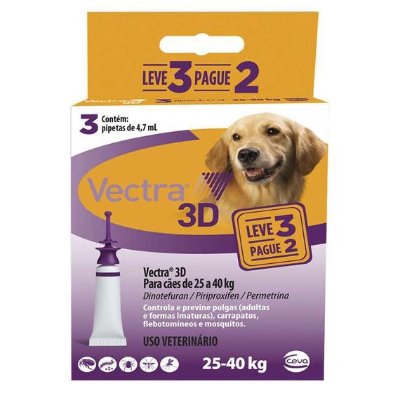 Imagem de Vectra 3D Antipulga Cães 25 A 40Kg Combo 3Un Ceva