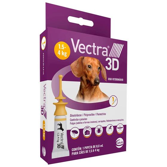 Imagem de Vectra 3D Cães 1,5 a 4kg AntiPulgas e Carrapatos
