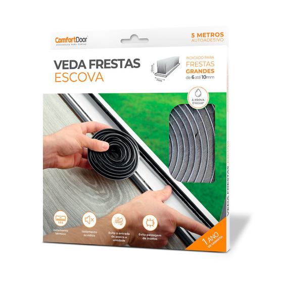 Imagem de Veda Frestas Escova 10x7mm Cinza 5 Metros - Comfort Door