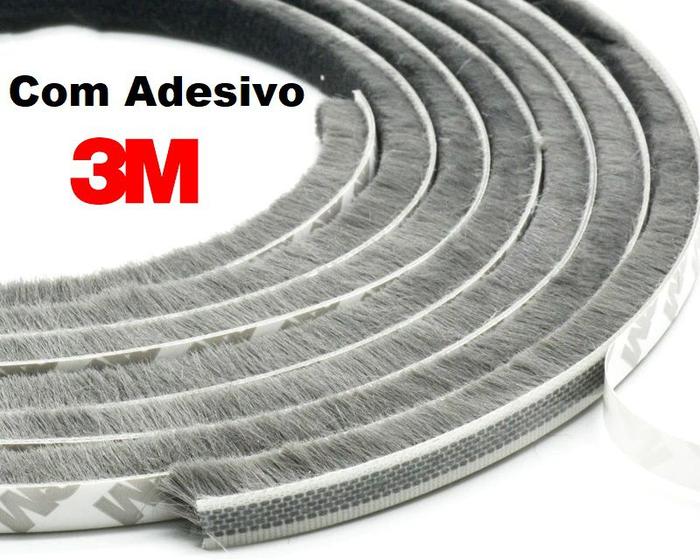 Imagem de Veda Frestas Escova Adesivo 3M 10x7mm - 5 Metros - Portas Janelas