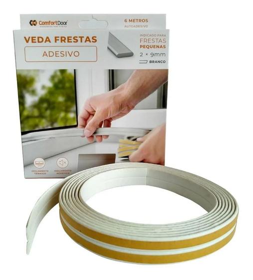 Imagem de Veda Frestas Para Portas 2x9mm Branco 6m Comfort Door Top Preço