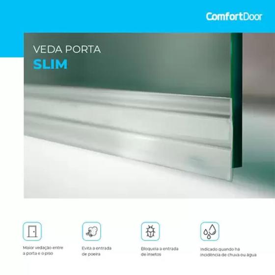 Veda Porta Adesivo - Slim - Transparente - 130 cm - COMFORTDOOR Menor preço em Veda Porta Adesivo - Slim - Transparente - 130 cm - COMFORTDOOR