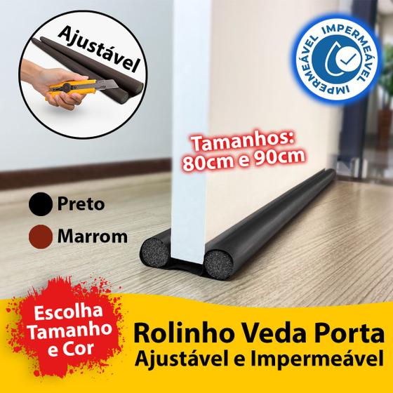 Imagem de Veda Porta Rolinho Ajustável Protetor Impermeável Vedação Porta Duplo Não Entra Bicho Vento Pó