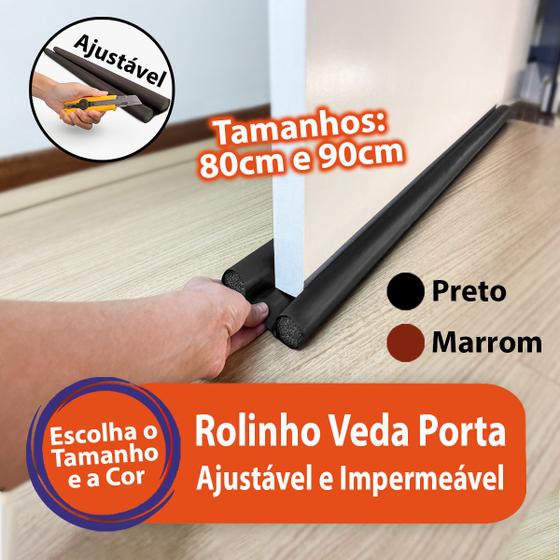 Imagem de Veda Porta Rolinho Ajustável Protetor Impermeável Vedação Porta Duplo Não Entra Bicho Vento Pó